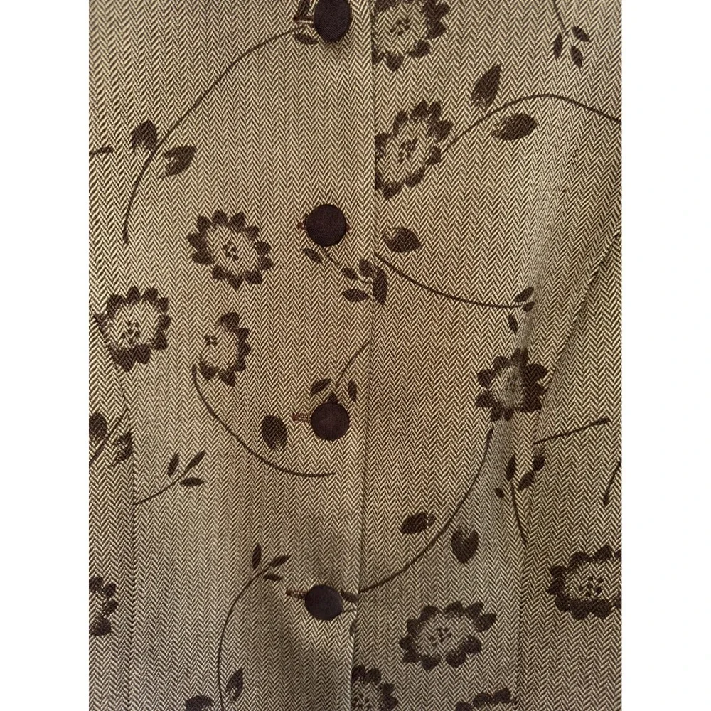 Vintage Sag Harbor Herringbone Floral Jacket Size 10 Brown Cottagecore BlazerVTG